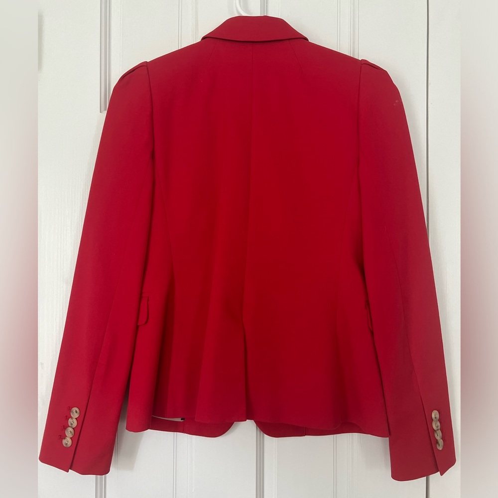 J. Crew red puff sleeve blazer